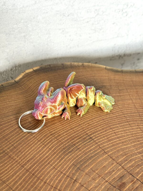 Brelok smok ze skrzydłami, dragon, przegubowy brelok – Druk 3D, prezent - obrazek 3