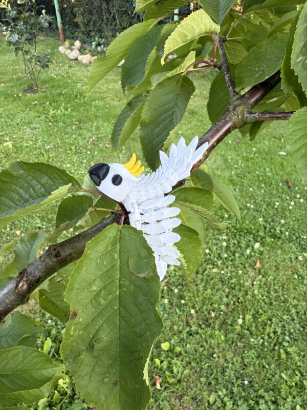 Papuga Kakadu 3D pełen ruchu, wspaniały kolorowy ptak 3D, prezent, figurka, gadżet - obrazek 2