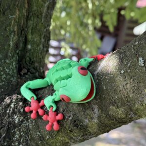 Żaba czerwonooka segmentowo-przegubowa, ruchoma figurka, gadżet, prezent, zabawka