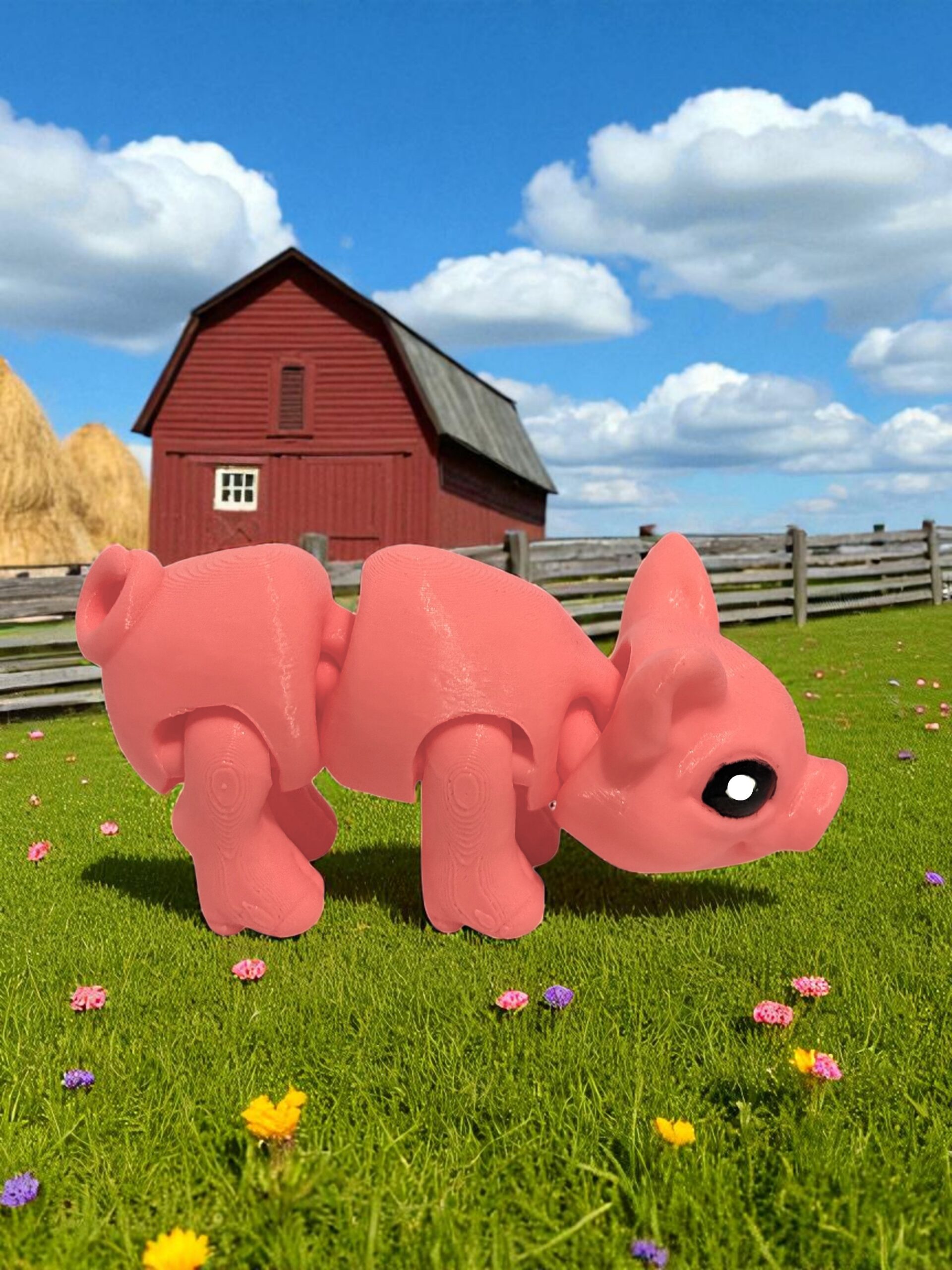 Świnka 3D – unikalna ruchoma figurka, prezent, ręczne malowanie