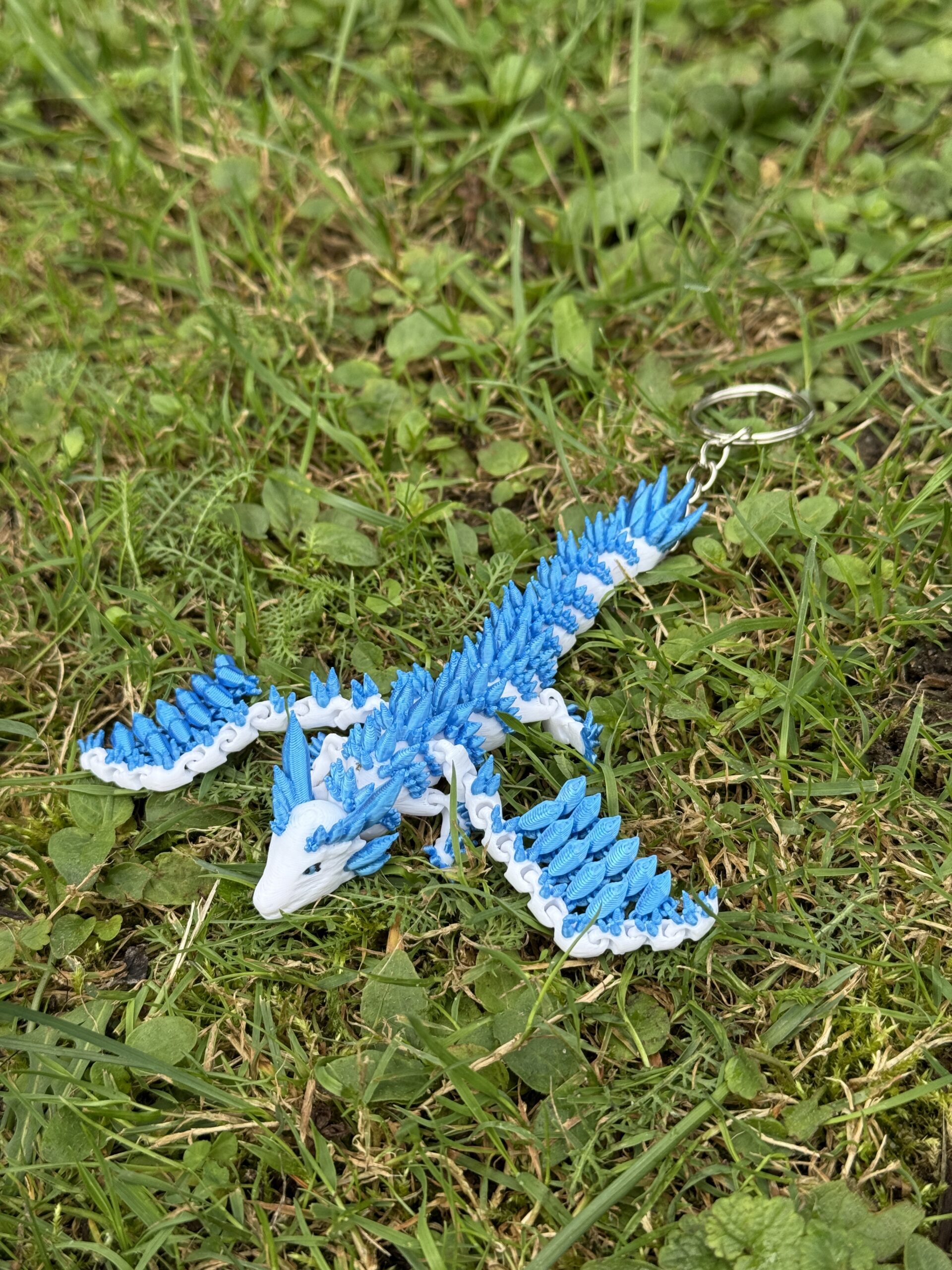 Lodowy Smok ze skrzydłami – Brelok, przegubowa figura 3D zrodzona z mrozu i kryształów, zabawka - obrazek 12