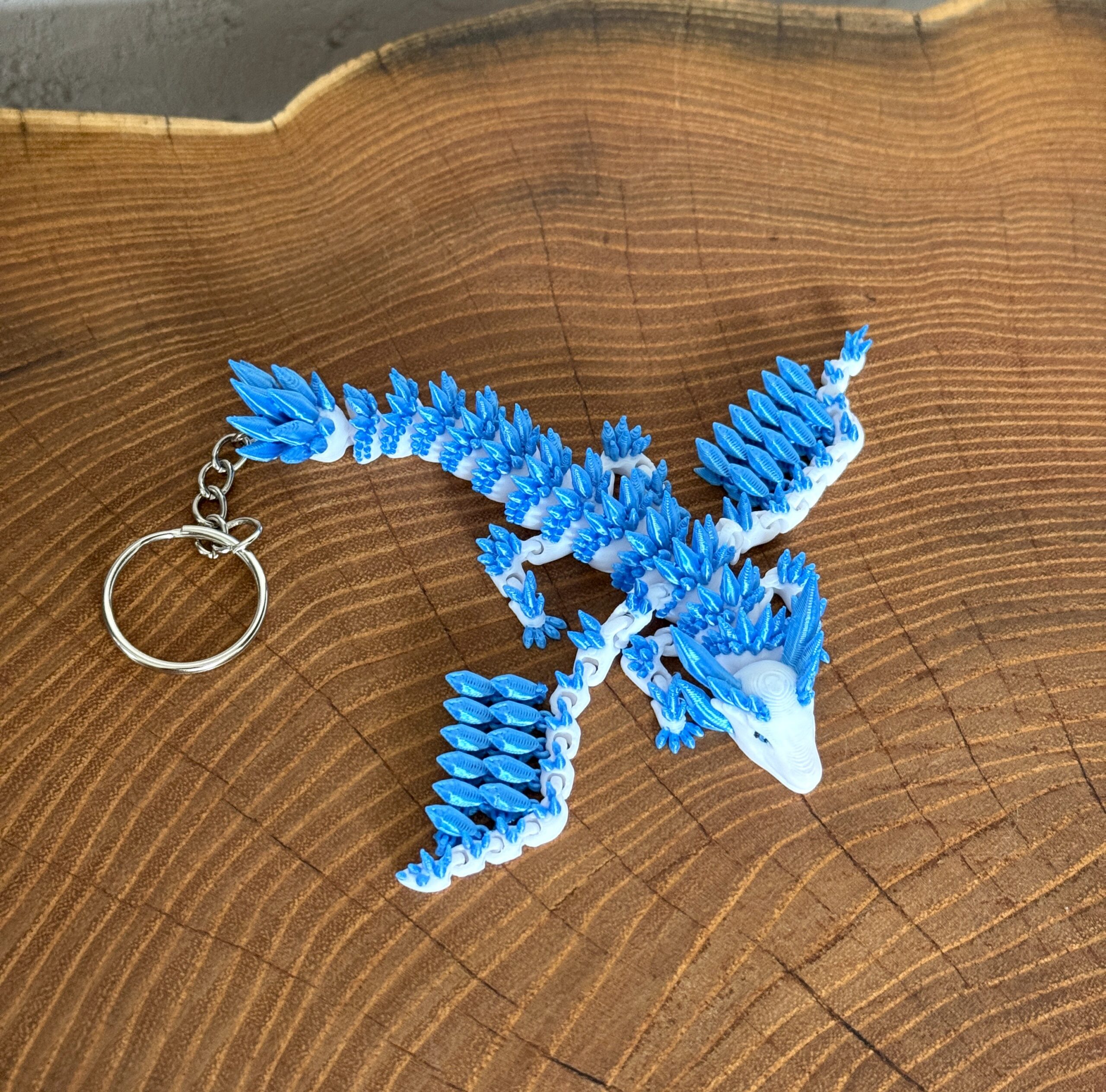 Lodowy Smok ze skrzydłami – Brelok, przegubowa figura 3D zrodzona z mrozu i kryształów, zabawka - obrazek 15