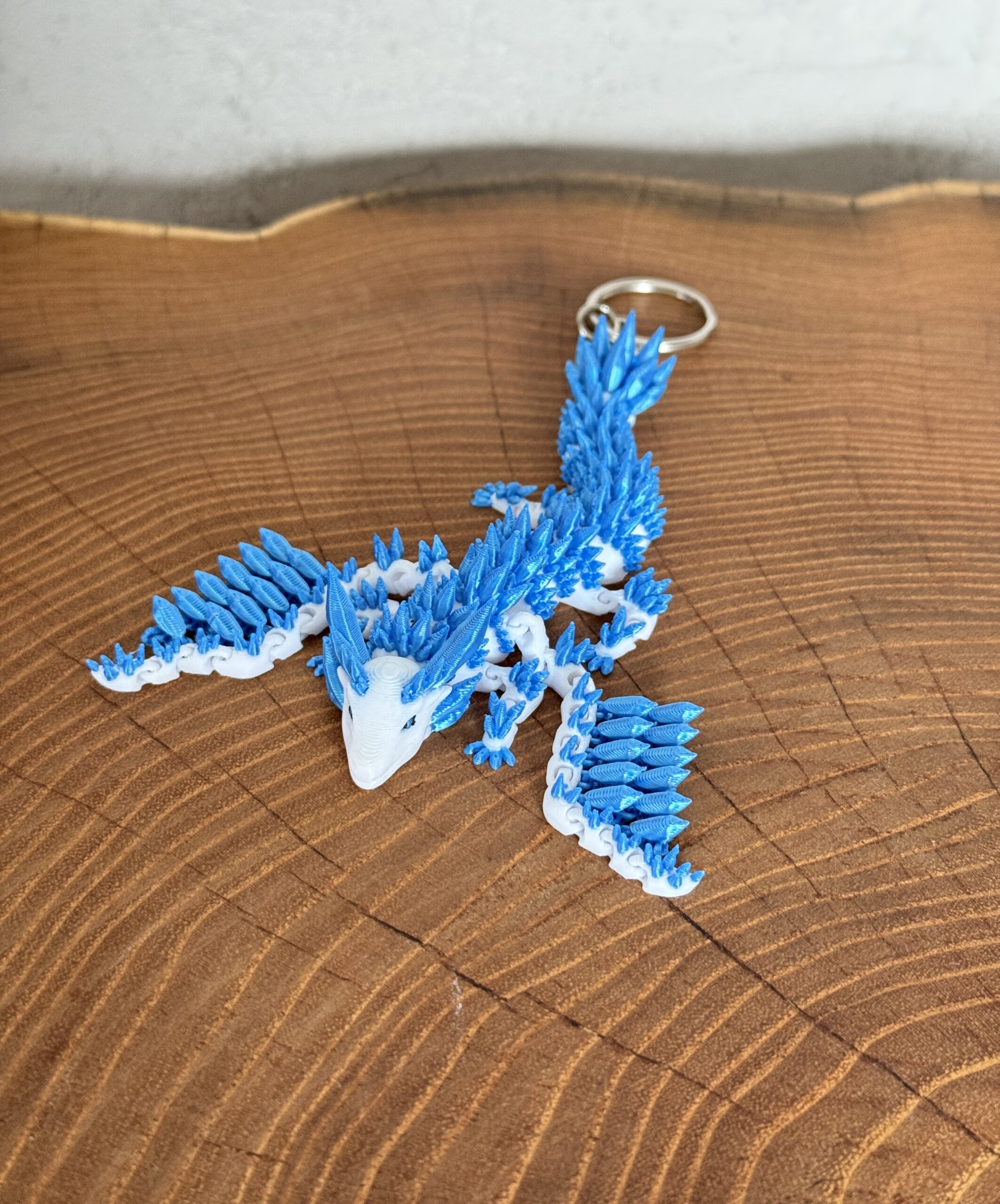 Lodowy Smok ze skrzydłami – Brelok, przegubowa figura 3D zrodzona z mrozu i kryształów, zabawka - obrazek 16