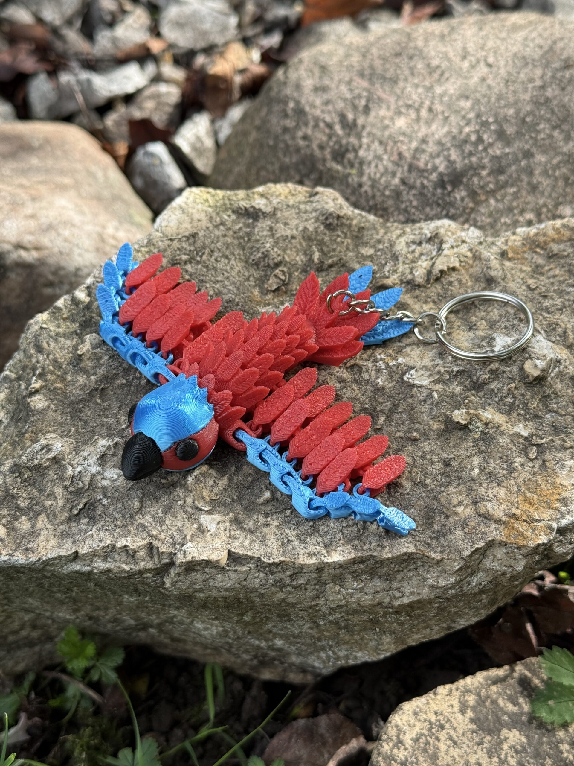 Papuga Ara 3D – przegubowy brelok, ruchoma figurka, zabawka - obrazek 6