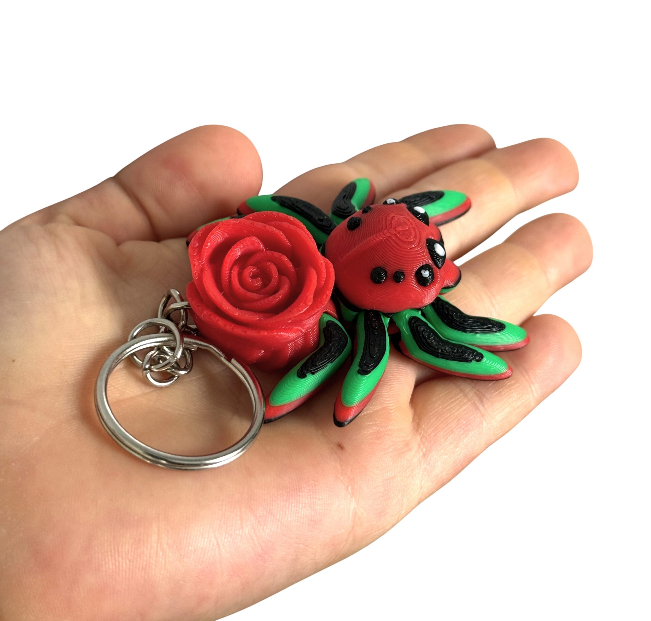 Skakun przegubowy Pajączek z różą – elegancka figurka i stylowy brelok - obrazek 2