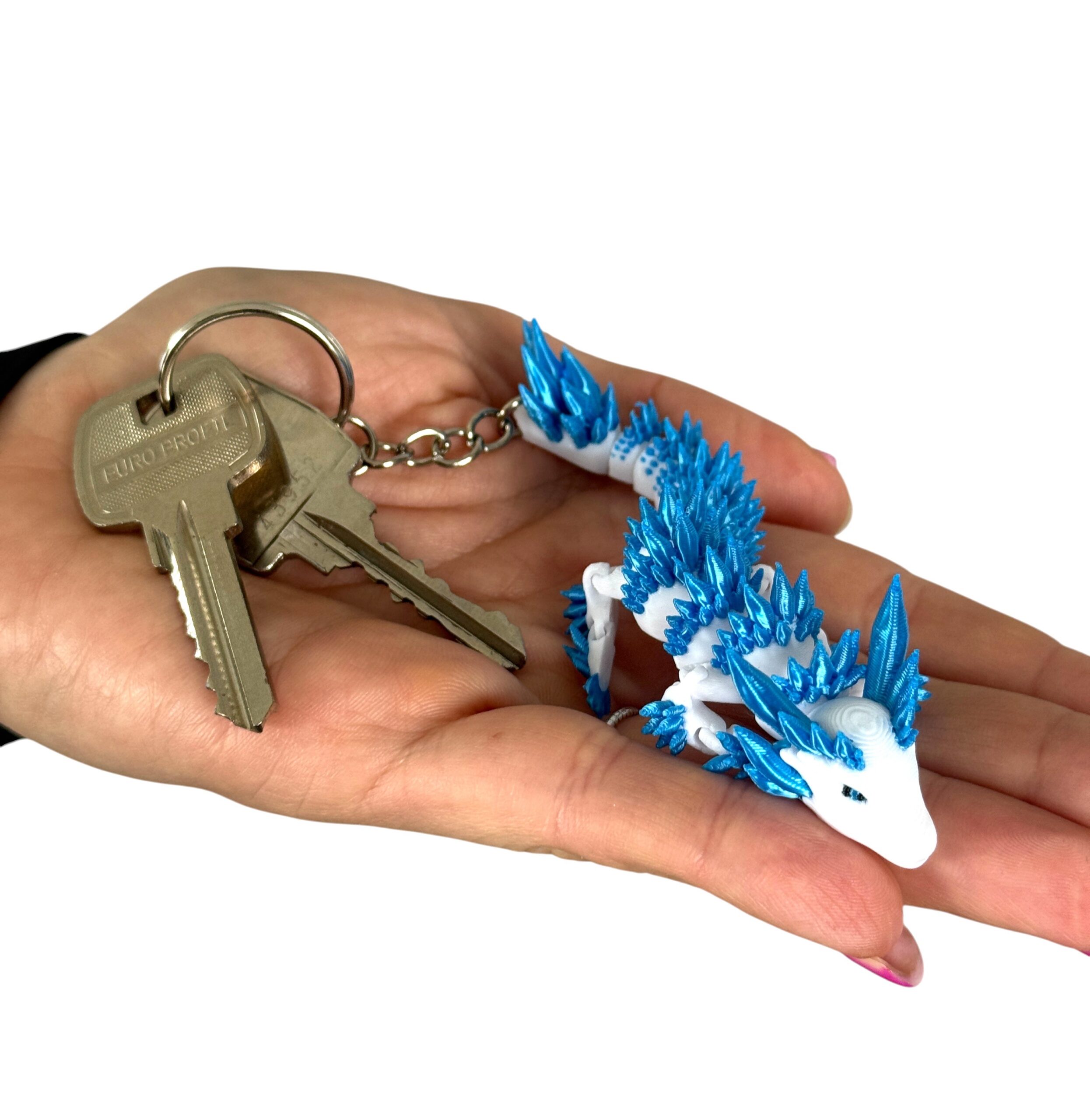 Lodowy Smok Brelok – przegubowa figura 3D pokryta kryształami mrozu - obrazek 2