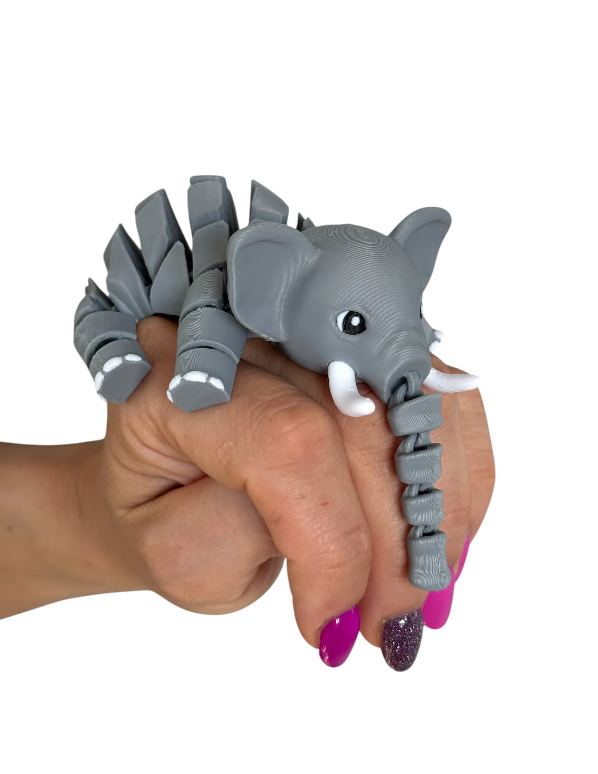 Słoń z kłami – elastyczna zabawka, antystresowy gadżet, ruchoma-segmentowa figurka - obrazek 2