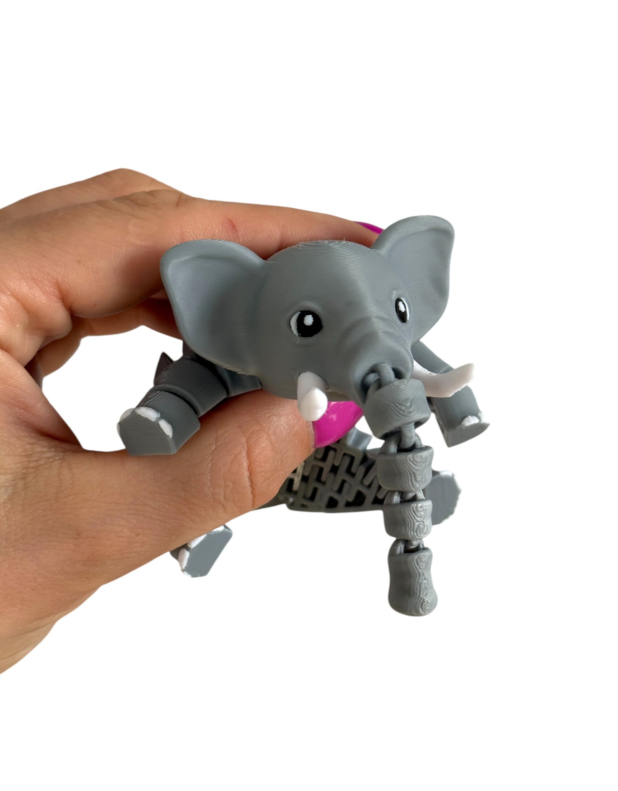 Słoń z kłami – elastyczna zabawka, antystresowy gadżet, ruchoma-segmentowa figurka - obrazek 3