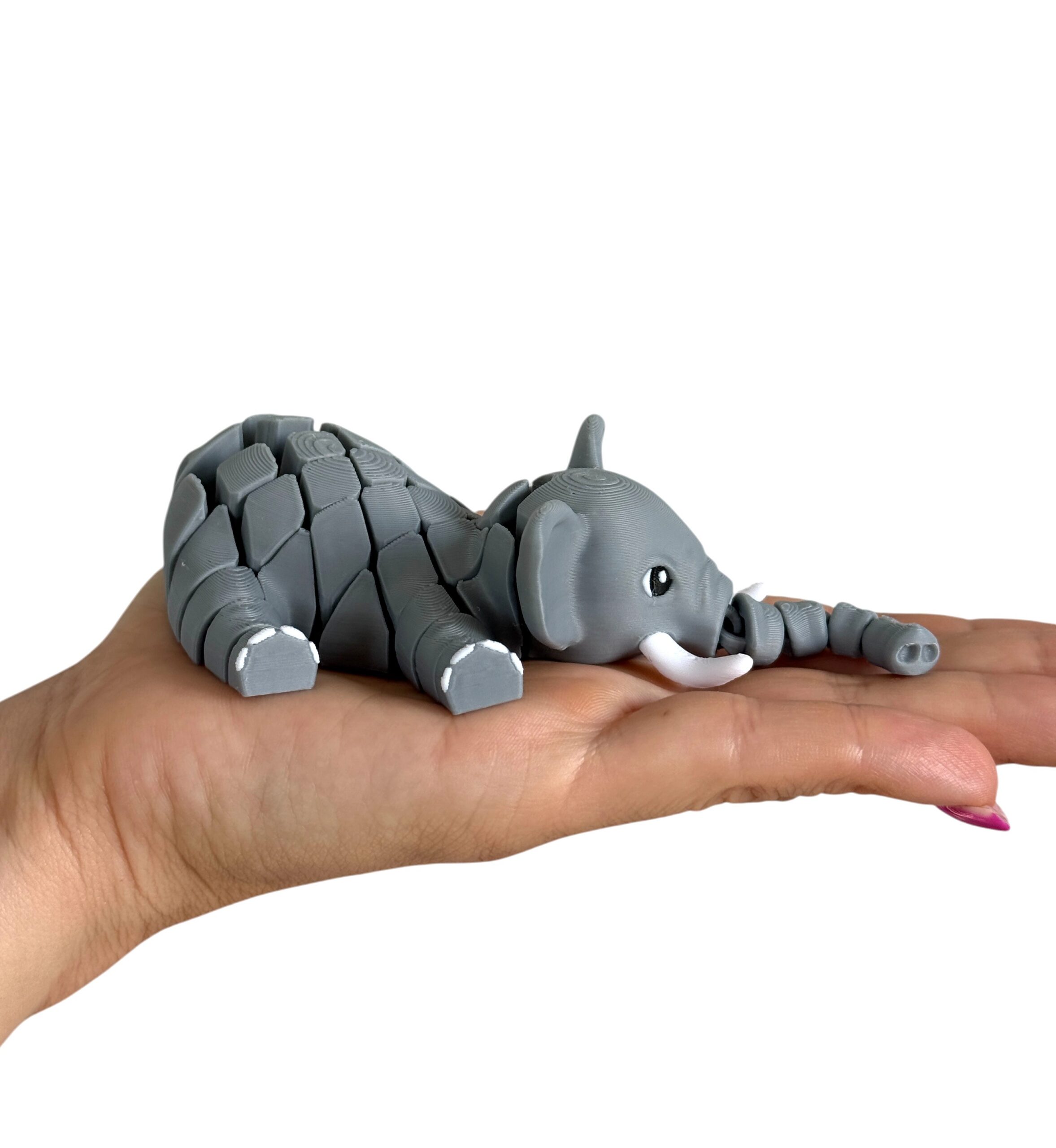 Słoń z kłami – elastyczna zabawka, antystresowy gadżet, ruchoma-segmentowa figurka - obrazek 16