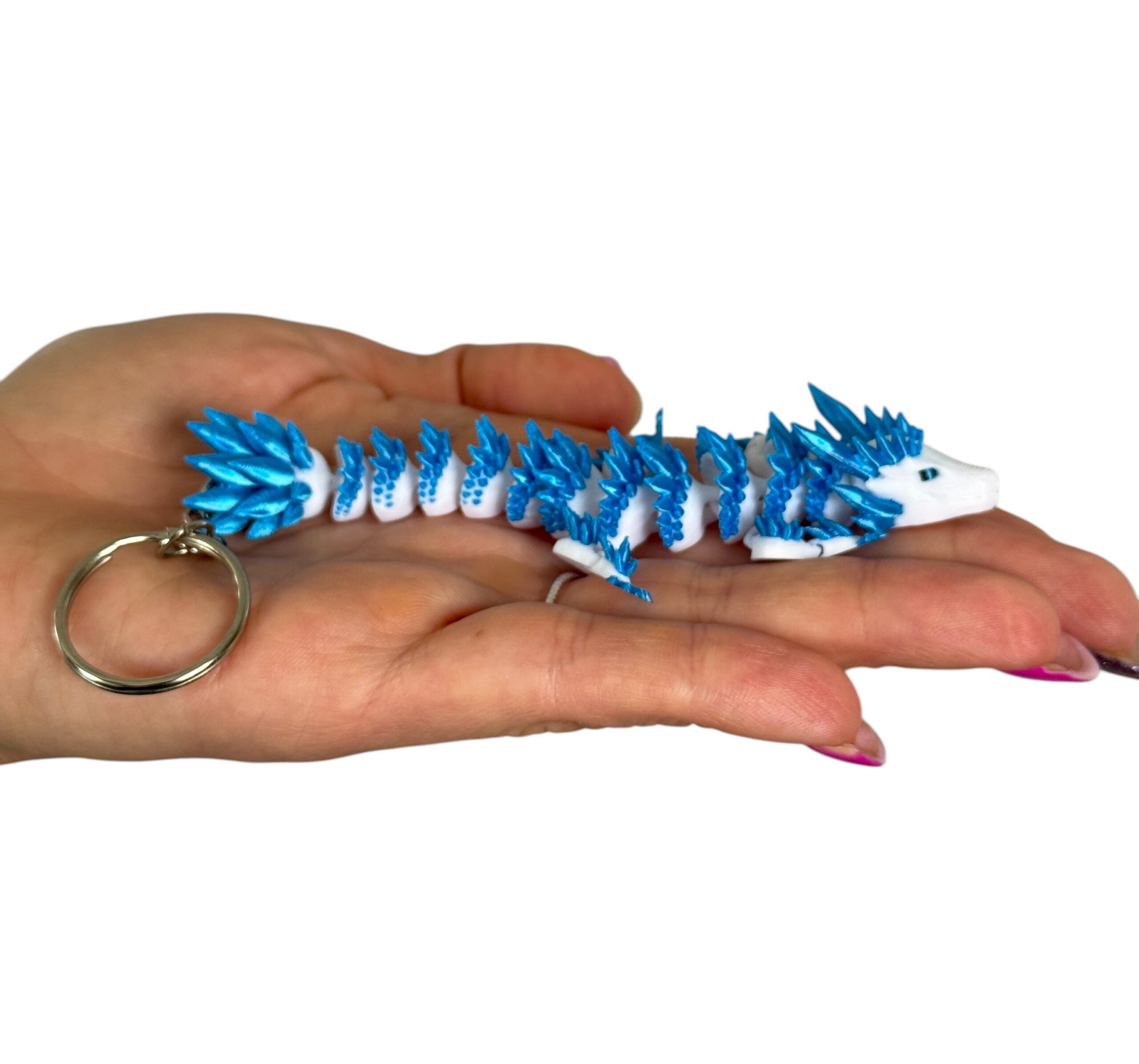 Lodowy Smok Brelok – przegubowa figura 3D pokryta kryształami mrozu - obrazek 14