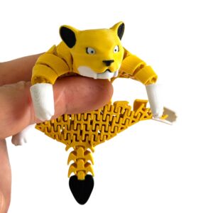 Tygrys Szablozębny 3D, segmentowo-przegubowy, ruchoma figurka, prezent, zabawka