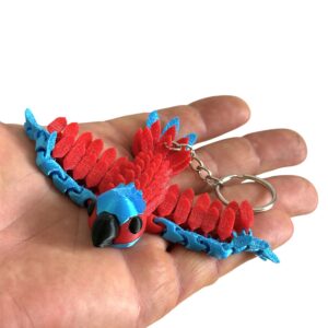 Papuga Ara 3D – przegubowy brelok, ruchoma figurka, zabawka