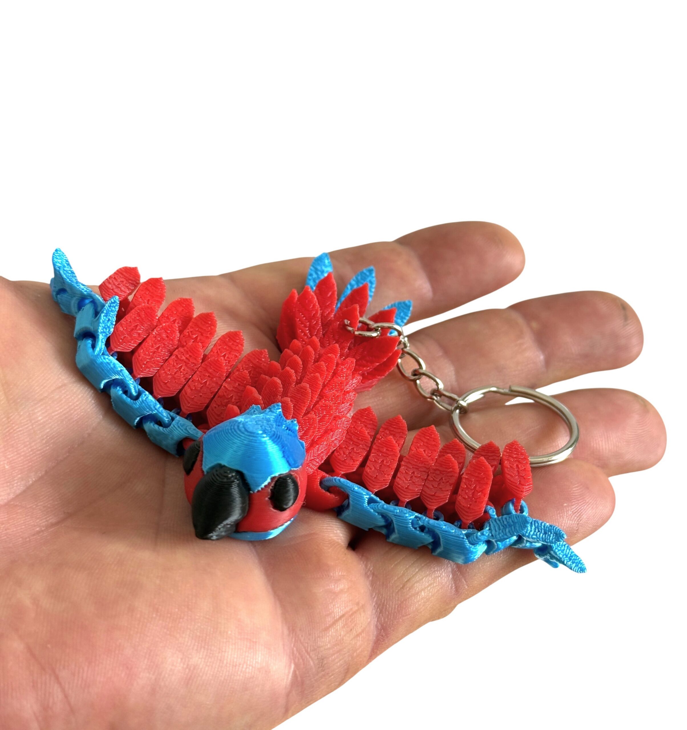 Papuga Ara 3D – przegubowy brelok, ruchoma figurka, zabawka