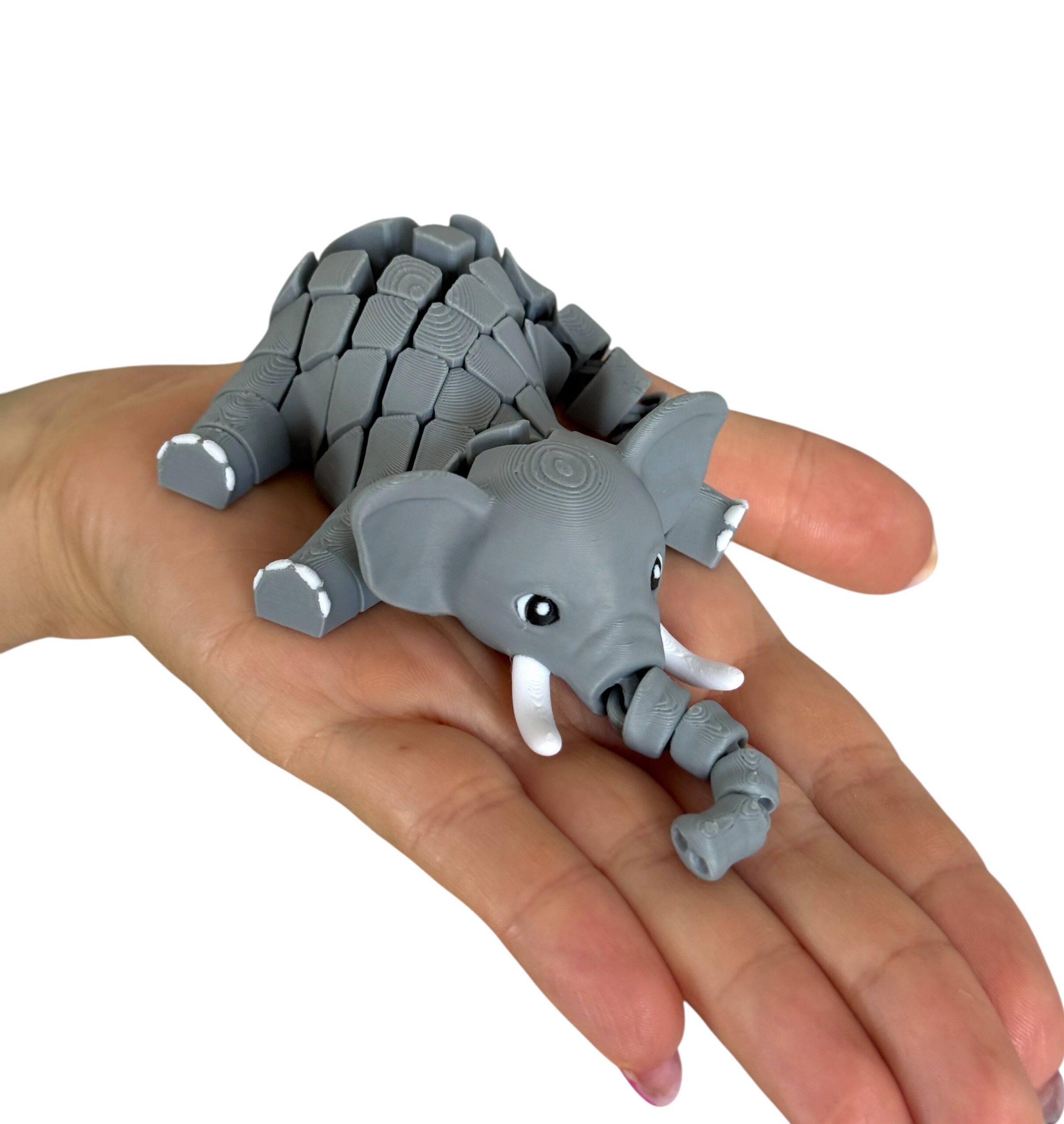 Słoń z kłami – elastyczna zabawka, antystresowy gadżet, ruchoma-segmentowa figurka