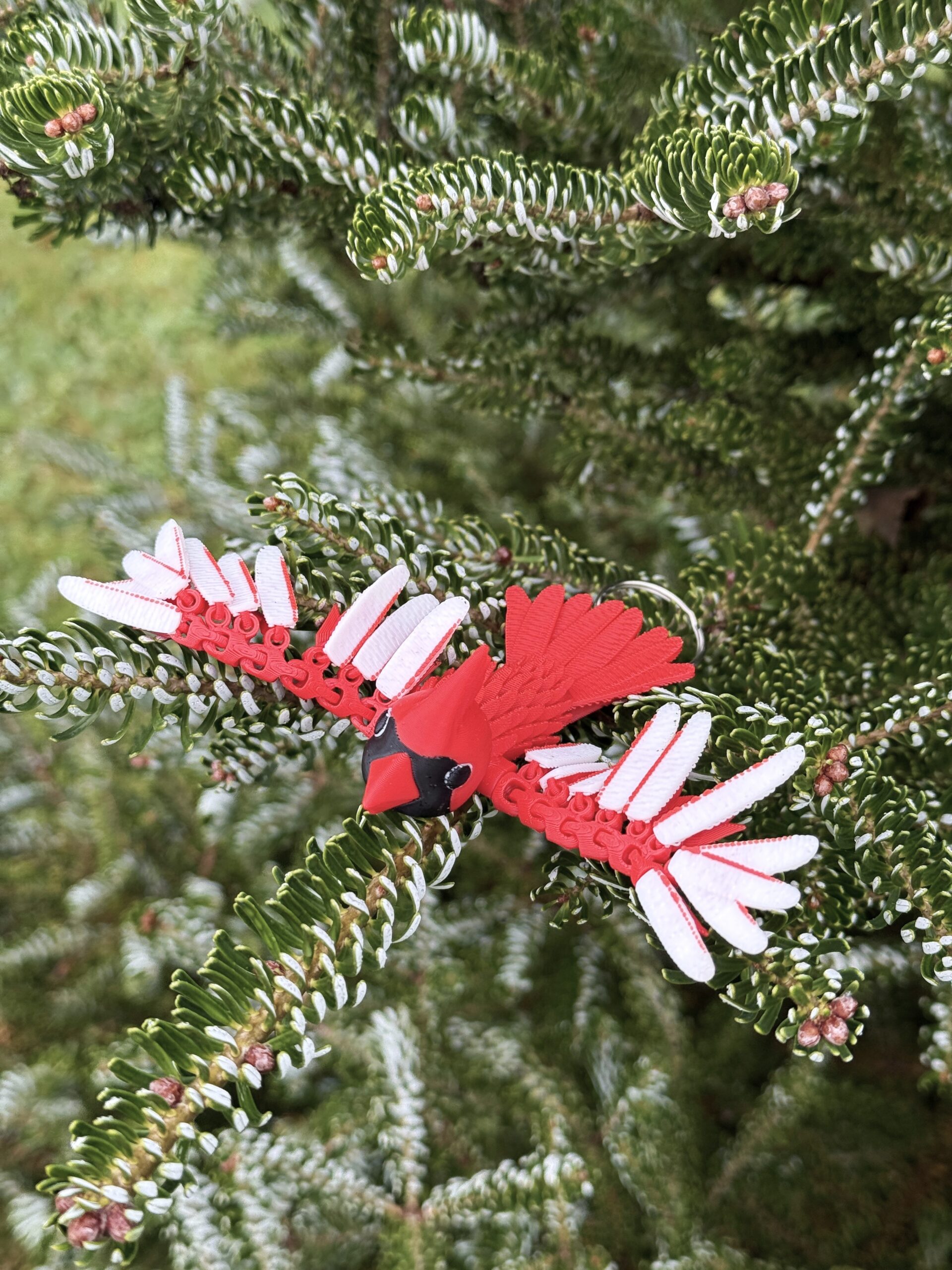 Kardynał Szkarłatny 3D – przegubowa figurka i brelok pełen elegancji, zabawka, ozdoba - obrazek 9