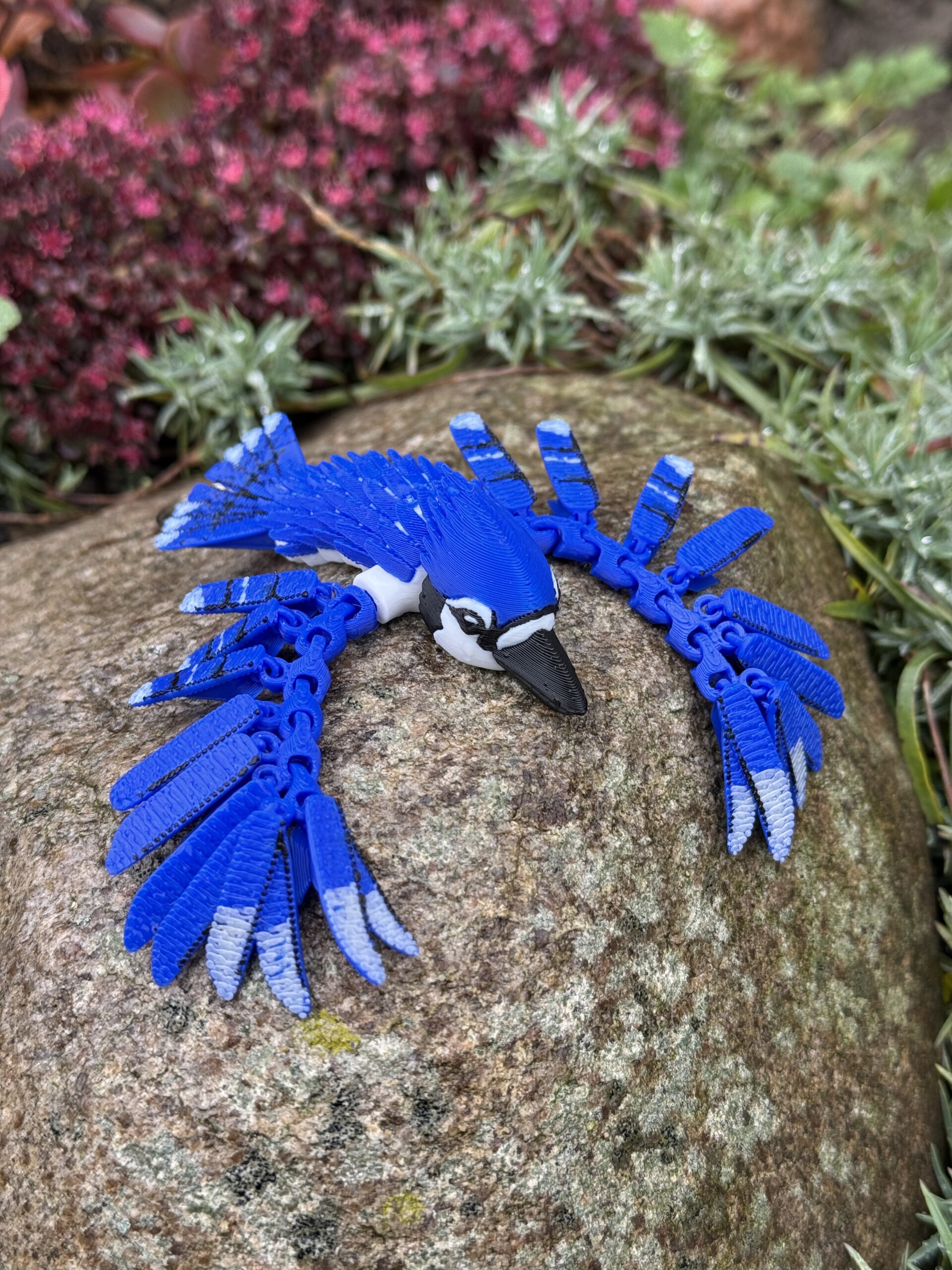 Sójka Niebieska 3D – przegubowa figurka i brelok pełen koloru, zabawka, ozdoba - obrazek 5