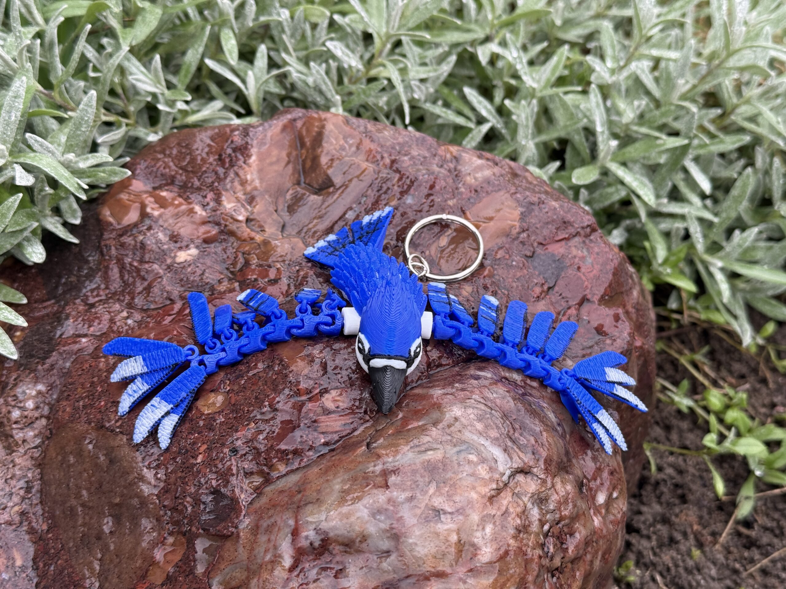 Sójka Niebieska 3D – przegubowa figurka i brelok pełen koloru, zabawka, ozdoba - obrazek 6