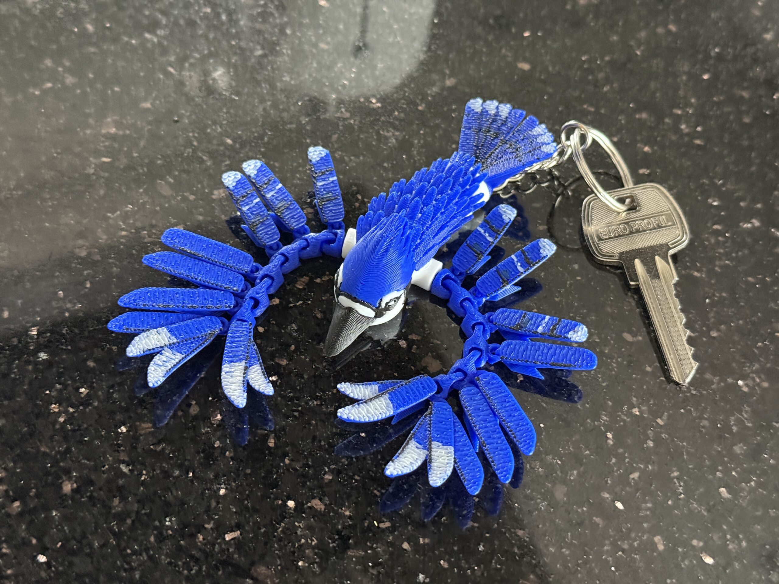 Sójka Niebieska 3D – przegubowa figurka i brelok pełen koloru, zabawka, ozdoba - obrazek 14