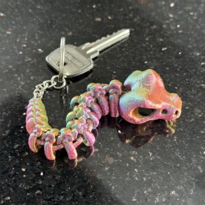 Brelok Wąż Grzechotnik Szkieletowy 3D – przegubowy, trójkolorowy i w pełni ruchomy!