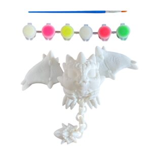 Smoczy Stworek do Samodzielnego Malowania – świeci w ciemności, ma ruchome skrzydła i ogon, do zawieszenia