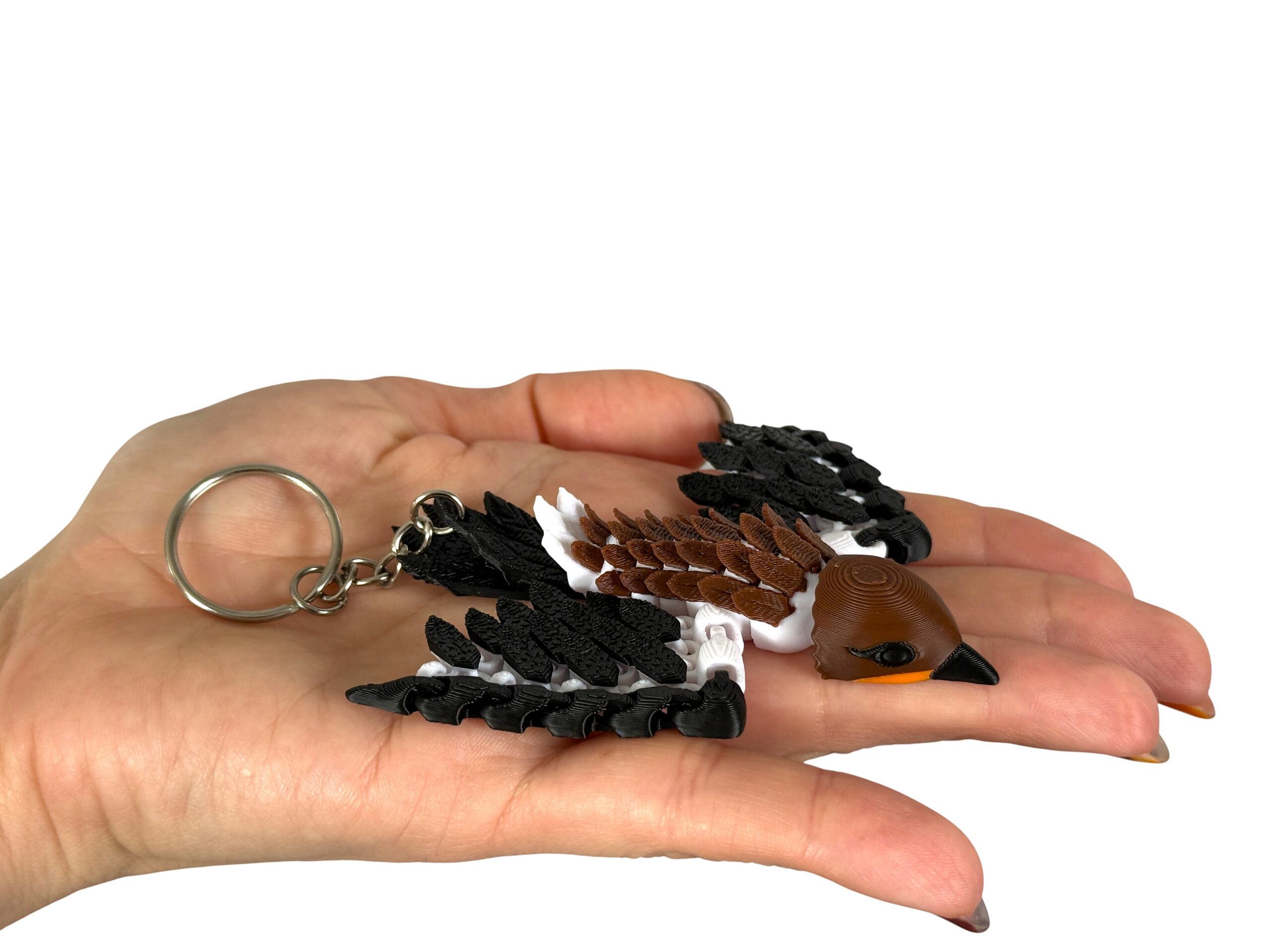 Wróbel Przegubowy 3D – realistyczny brelok i mini figurka, zabawka, ozdoba - obrazek 2