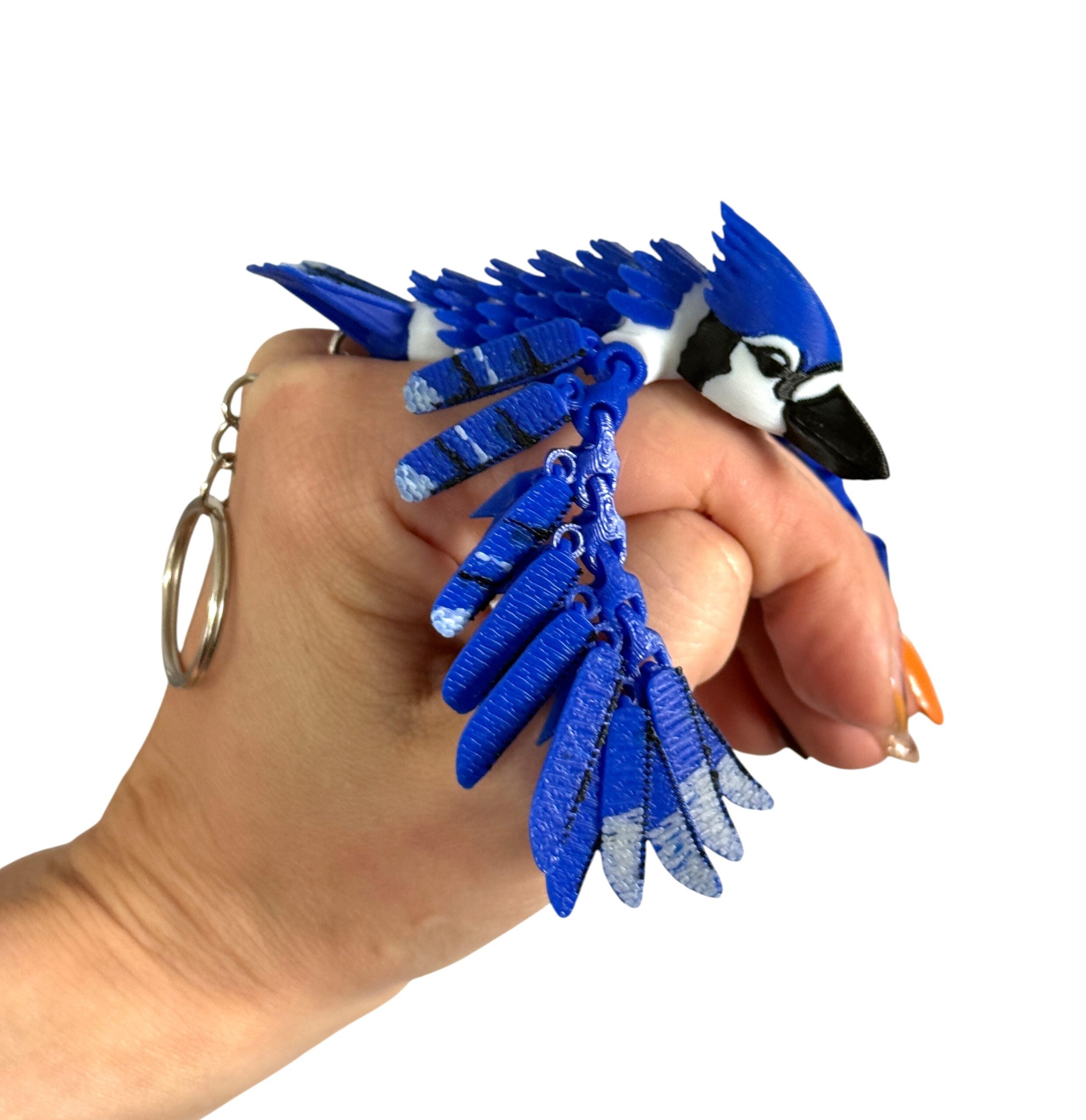 Sójka Niebieska 3D – przegubowa figurka i brelok pełen koloru, zabawka, ozdoba - obrazek 2