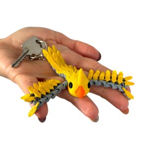 Papuga Nimfa 3D – przegubowy brelok i mini figurka, zabawka, ozdoba