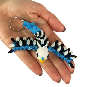 Papużka, Papuga Falista 3D – przegubowy brelok i mini figurka, zabawka, ozdoba