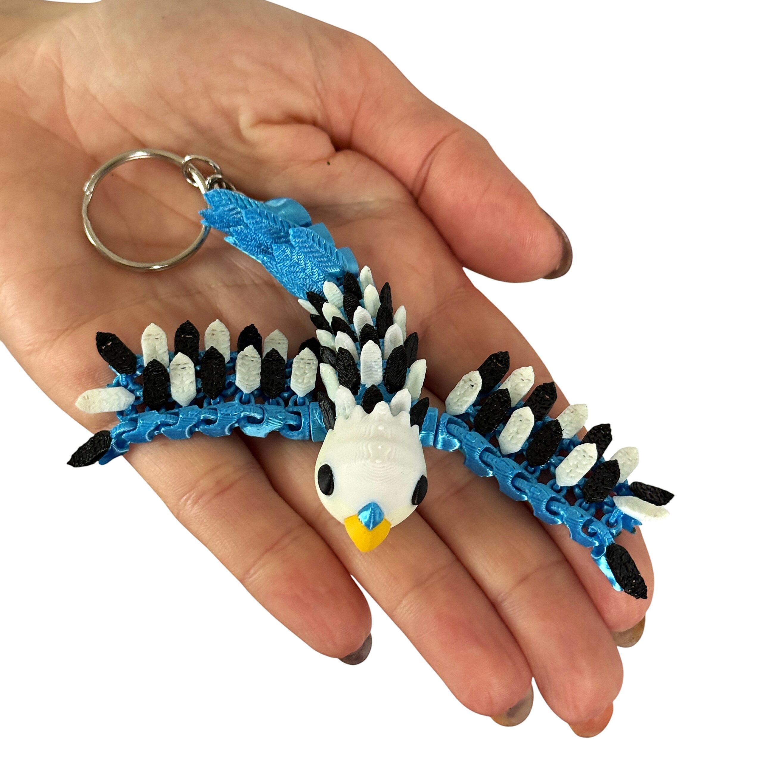 Papużka, Papuga Falista 3D – przegubowy brelok i mini figurka, zabawka, ozdoba