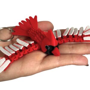 Kardynał Szkarłatny 3D – przegubowa figurka i brelok pełen elegancji, zabawka, ozdoba