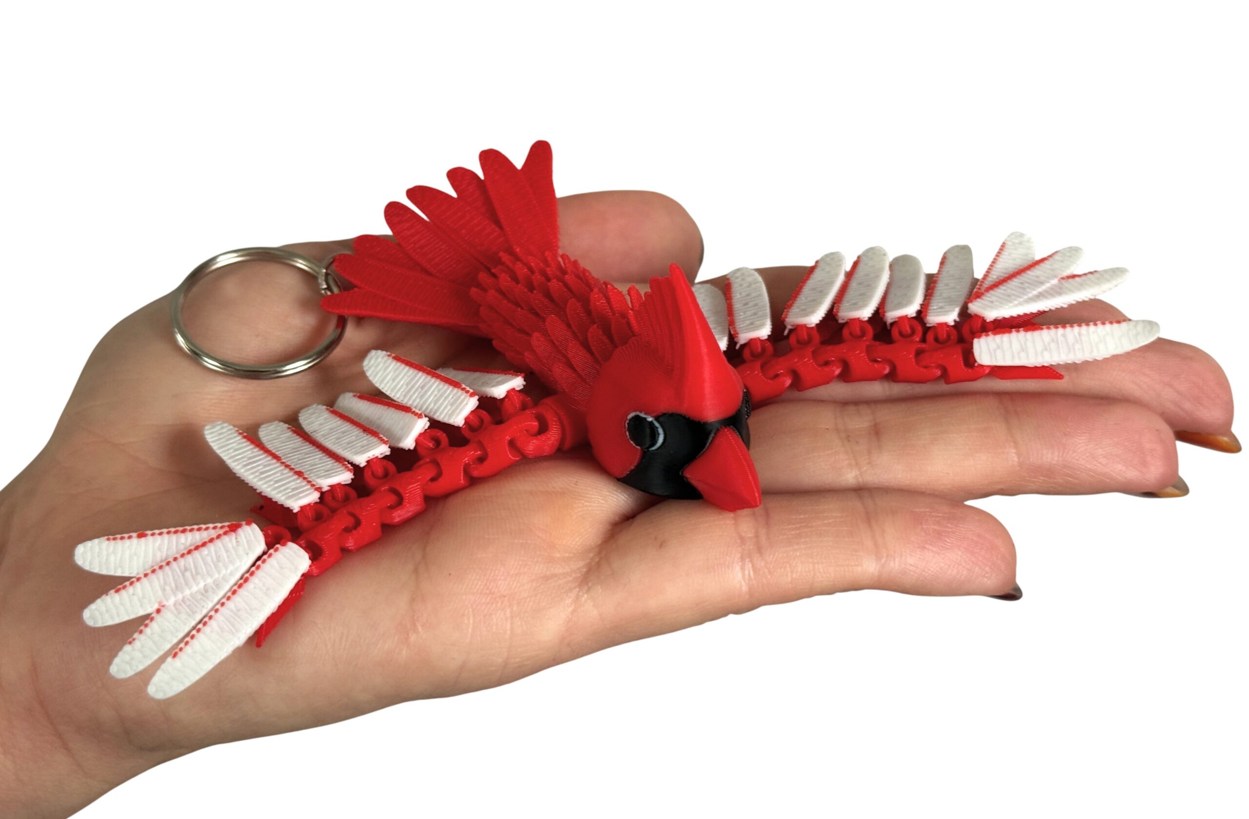 Kardynał Szkarłatny 3D – przegubowa figurka i brelok pełen elegancji, zabawka, ozdoba