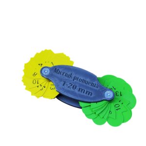 Miernik promienia – kieszonkowy szablon do pomiaru promieni wewnętrznych i zewnętrznych