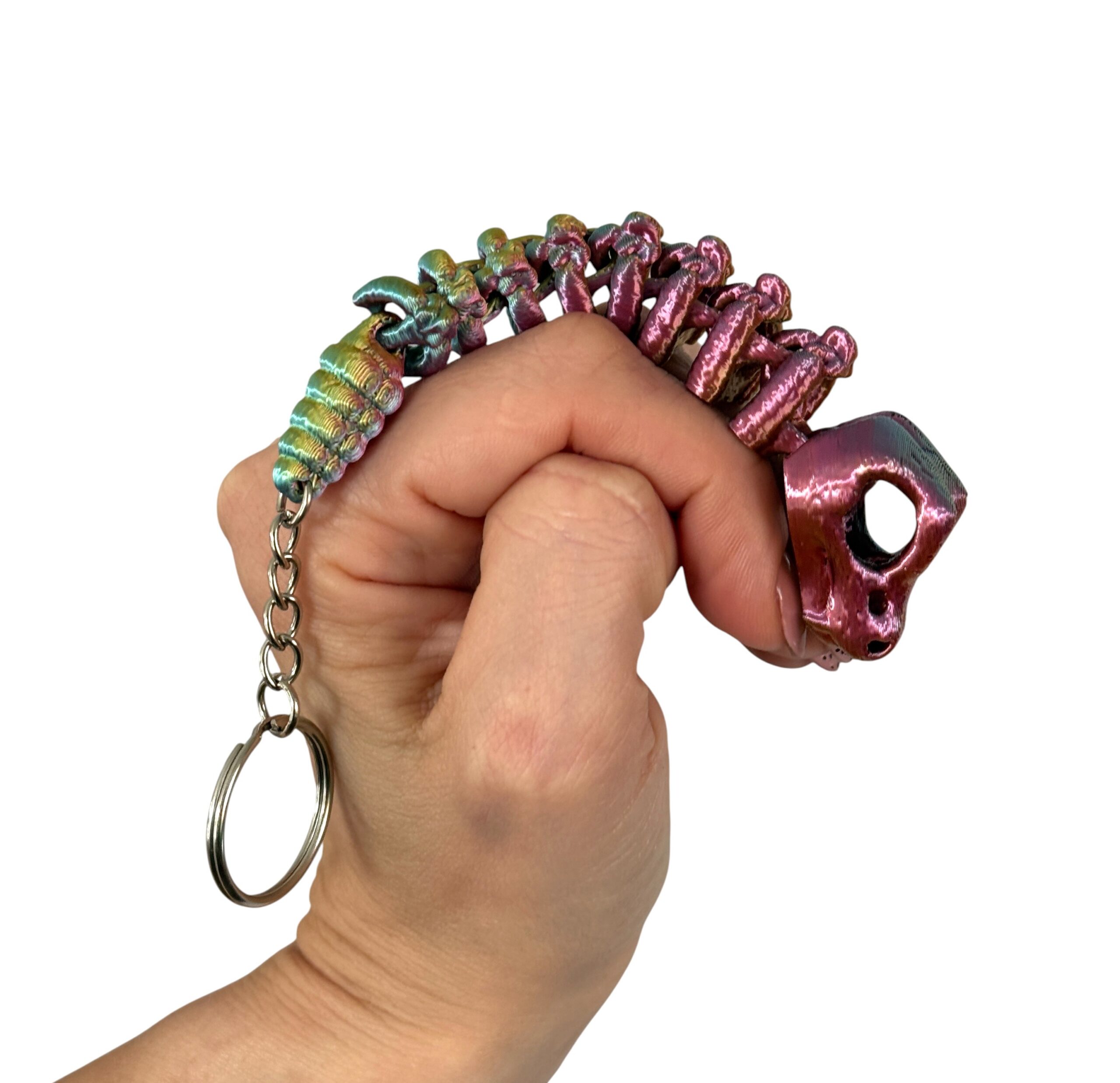 Brelok Wąż Grzechotnik Szkieletowy 3D – przegubowy, trójkolorowy i w pełni ruchomy! - obrazek 3