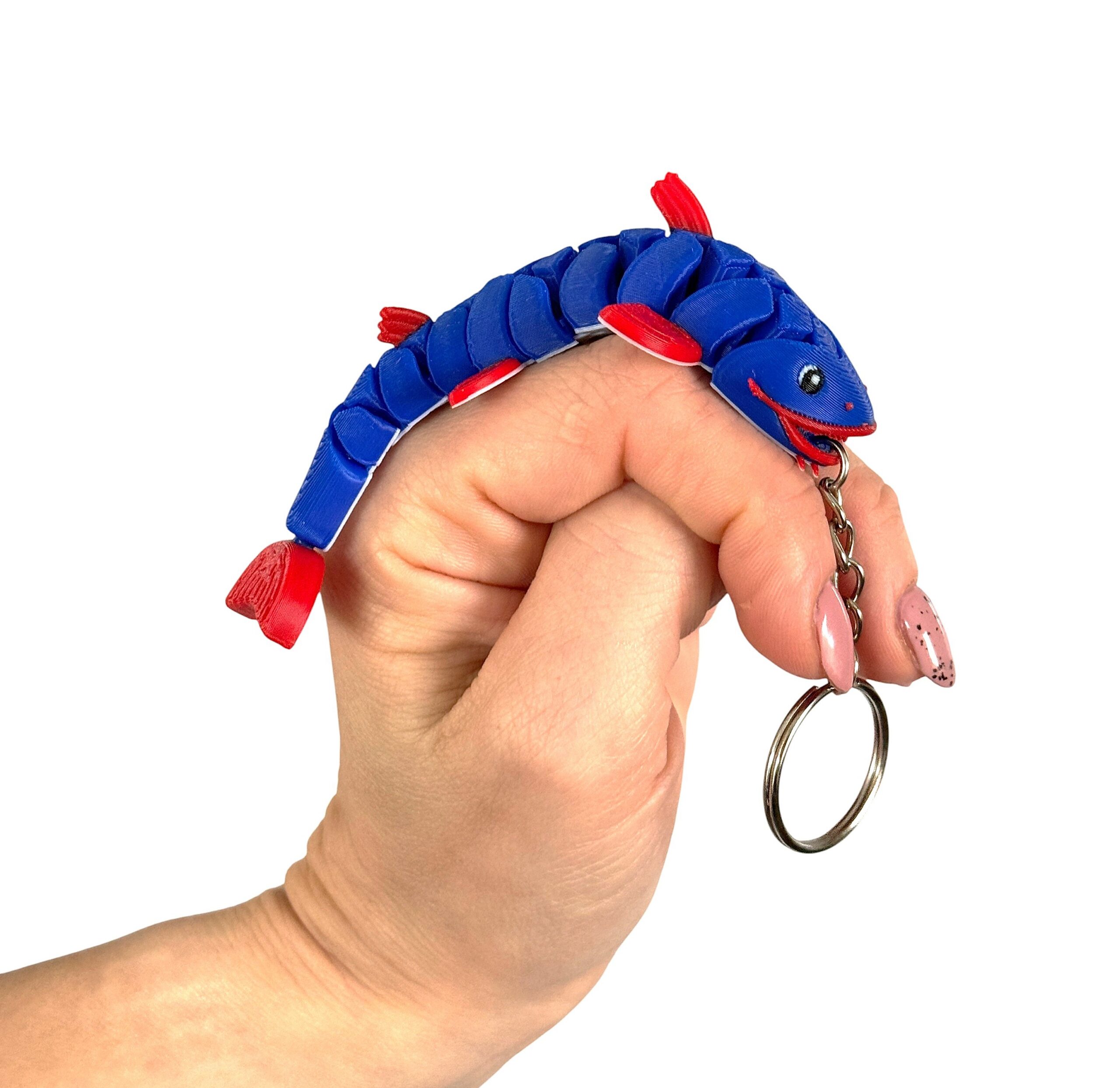 Sum segmentowy 3D – brelok, wesoła rybka, ruchoma mini figurka, zabawka - obrazek 4