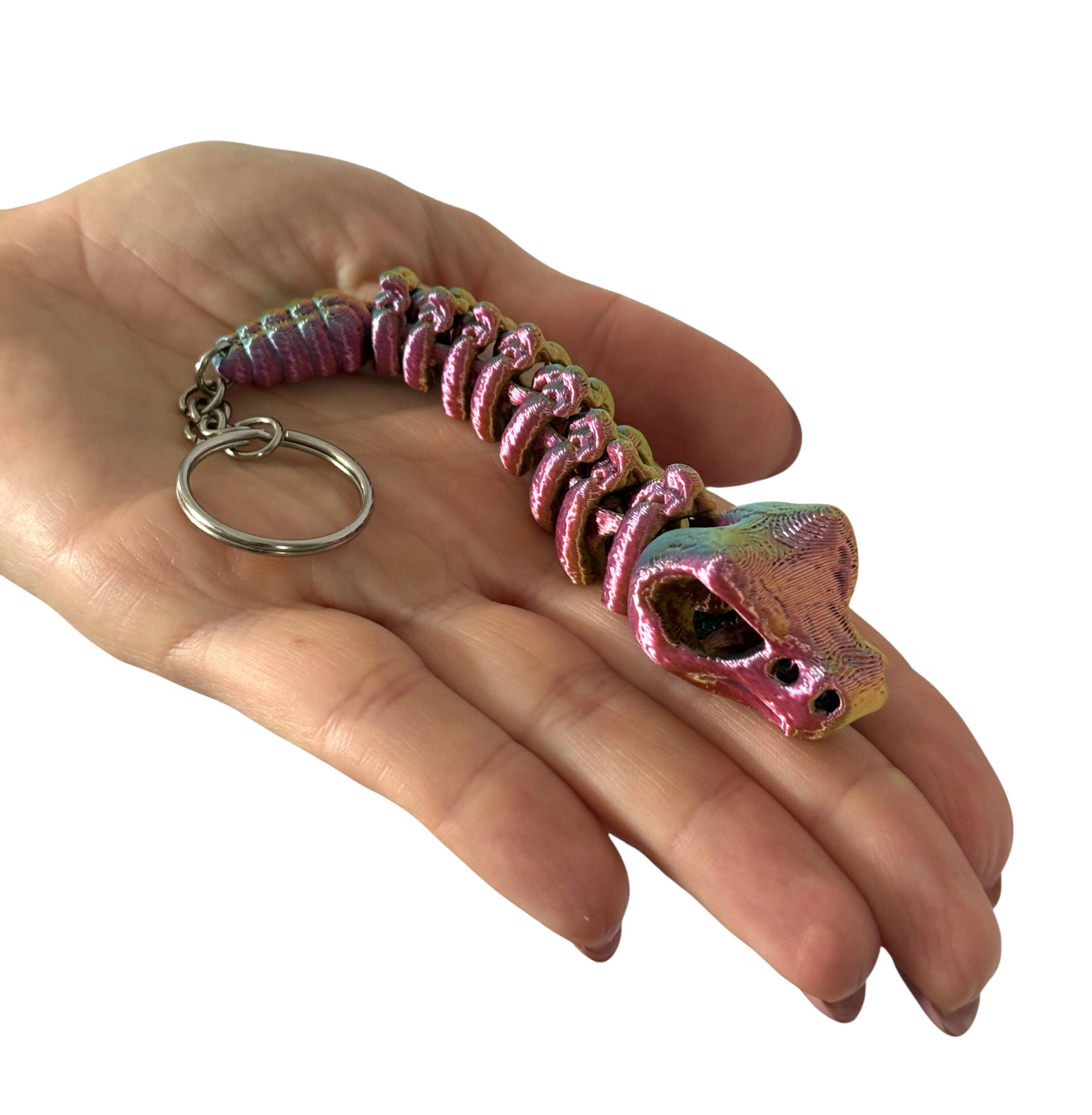 Brelok Wąż Grzechotnik Szkieletowy 3D – przegubowy, trójkolorowy i w pełni ruchomy! - obrazek 15