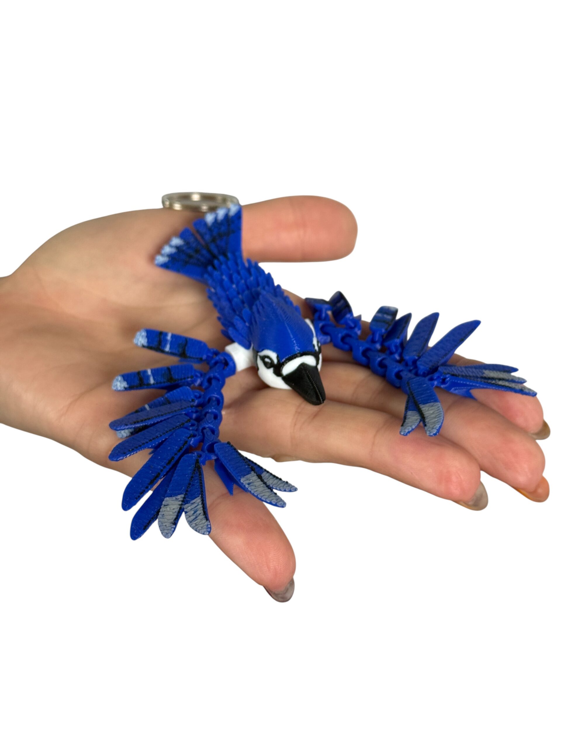 Sójka Niebieska 3D – przegubowa figurka i brelok pełen koloru, zabawka, ozdoba