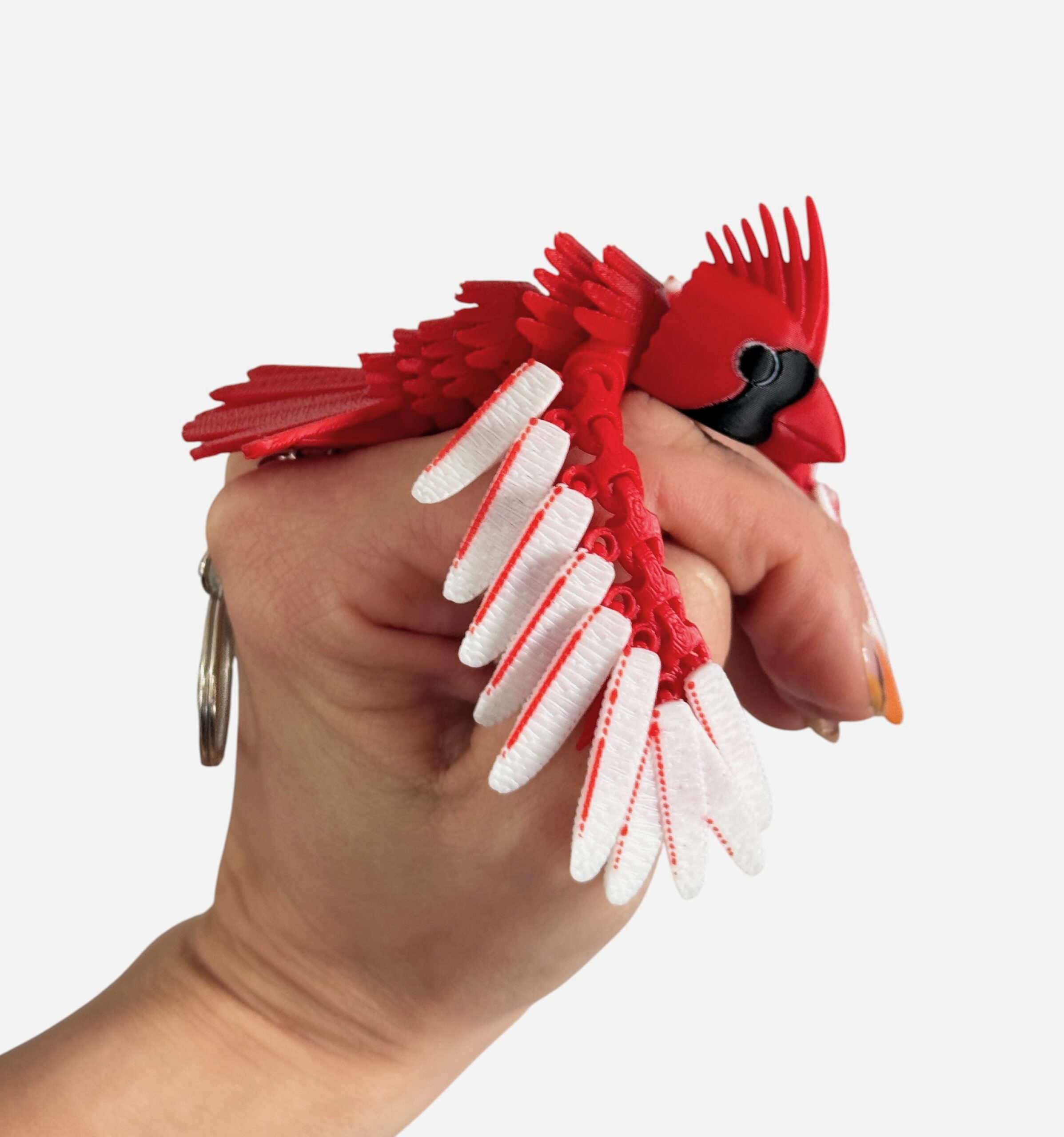 Kardynał Szkarłatny 3D – przegubowa figurka i brelok pełen elegancji, zabawka, ozdoba - obrazek 4