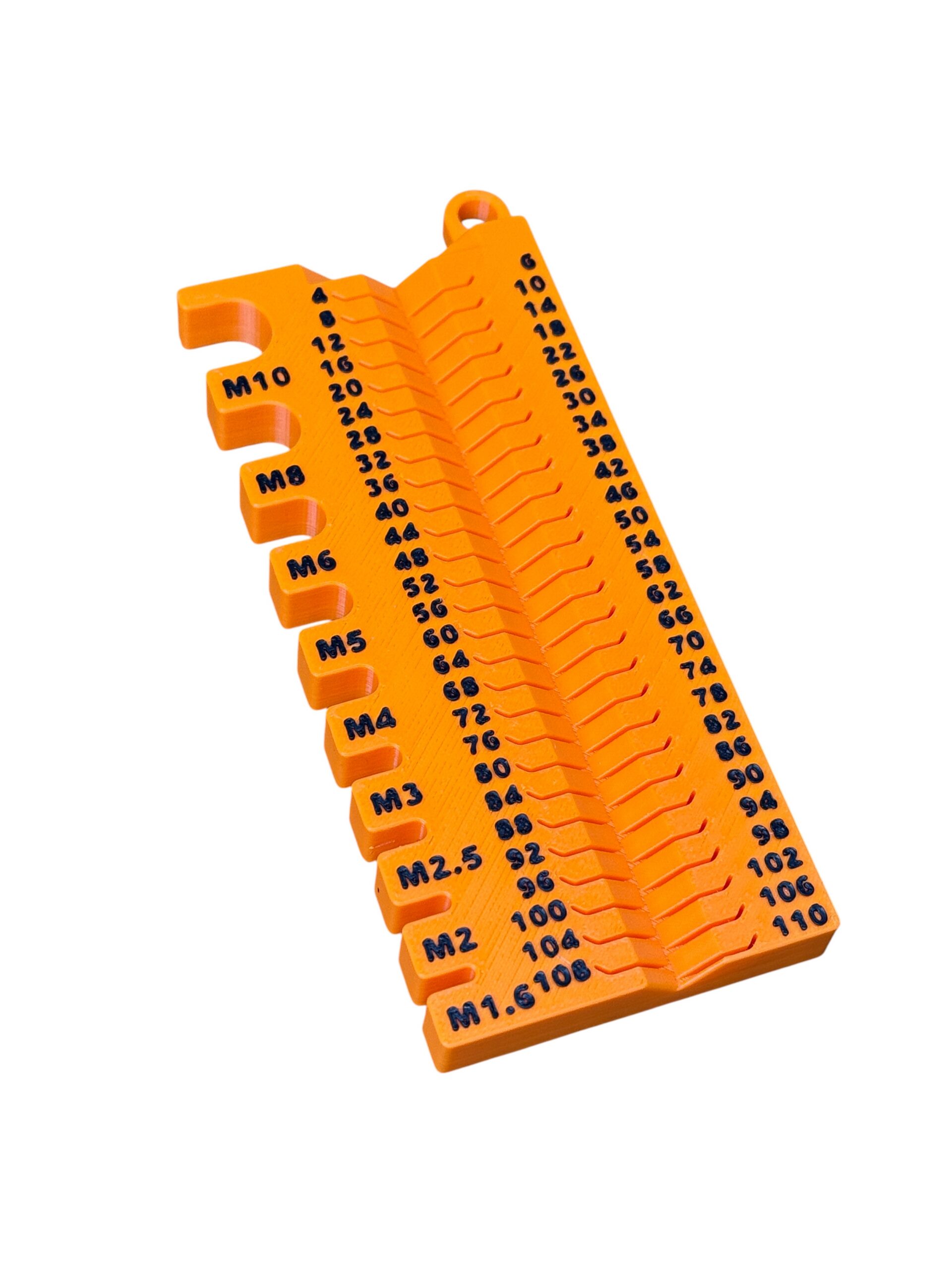 Wzornik, szablon-miarka średnic gwintów i długości śrub kieszonkowy rozmiar