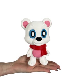 Miś 3D – duża figurka dekoracyjna, słodki miś z szalikiem | 18 cm