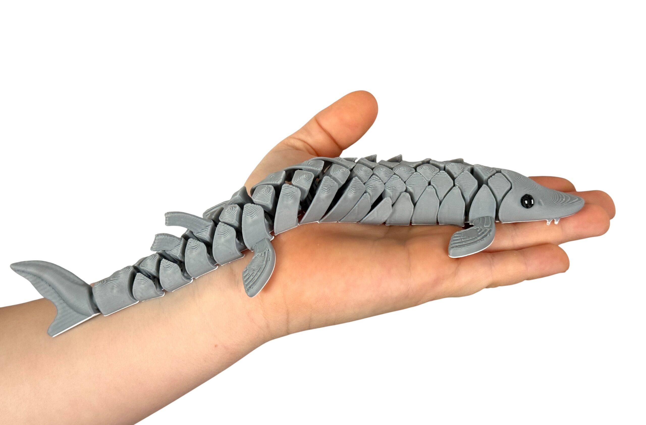 Segmentowa ryba Jesiotr 3D– figurka segmentowa, ruchoma 20 cm, zabawka - obrazek 2