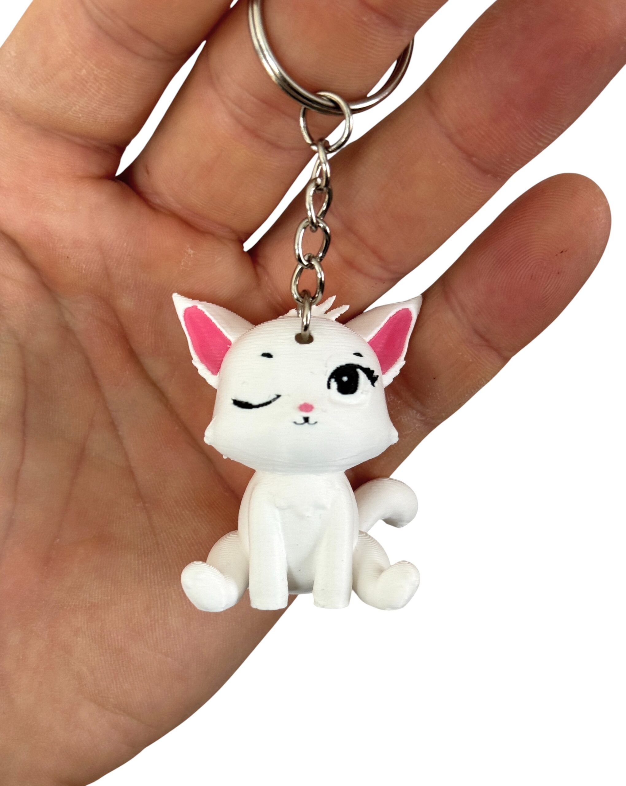 Siedzący kotek puszczający oczko 3D– brelok, mini figurka, zabawka, prezent - obrazek 2