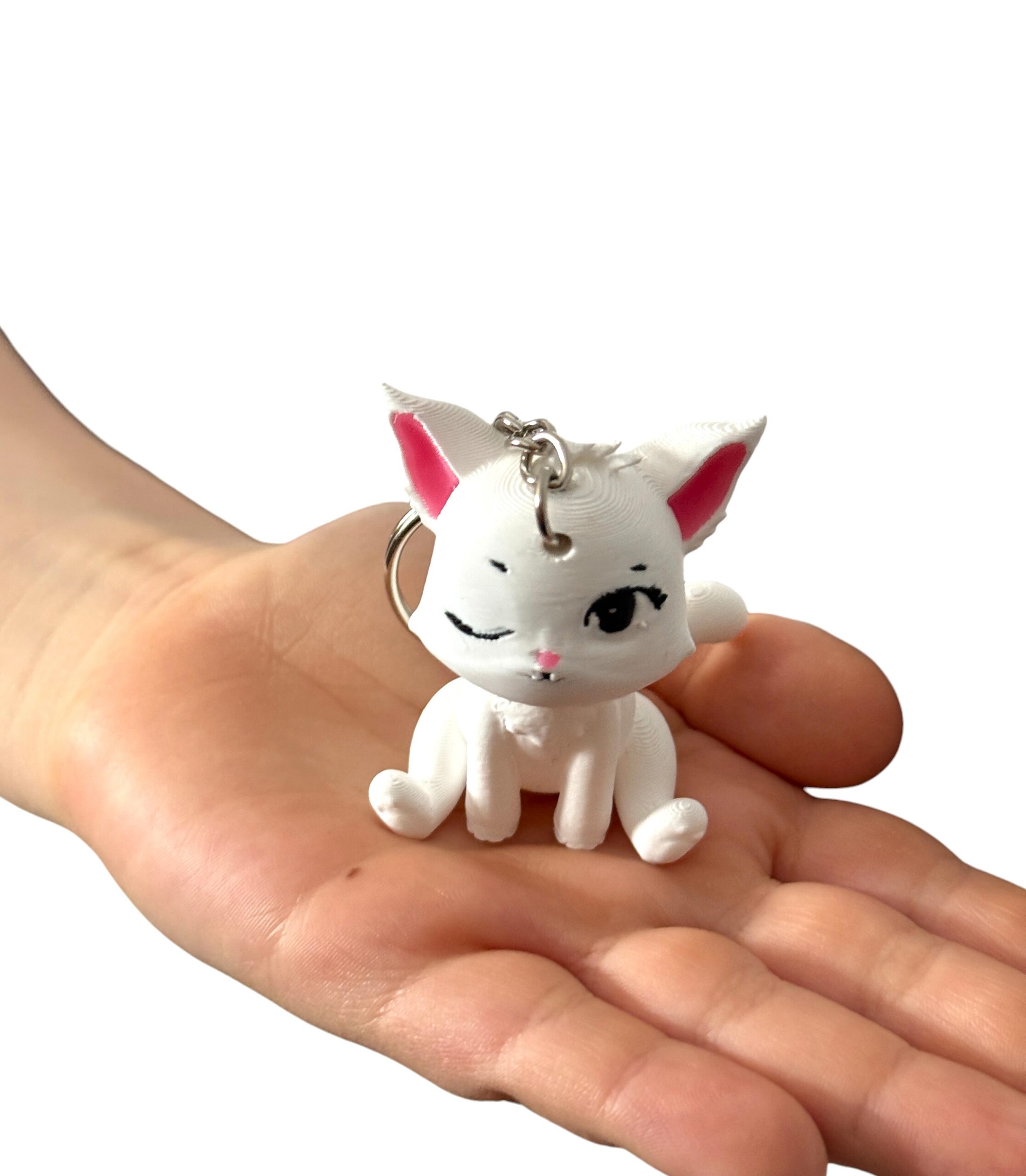 Siedzący kotek puszczający oczko 3D– brelok, mini figurka, zabawka, prezent - obrazek 15