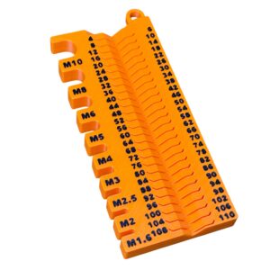 Wzornik, szablon-miarka średnic gwintów i długości śrub kieszonkowy rozmiar