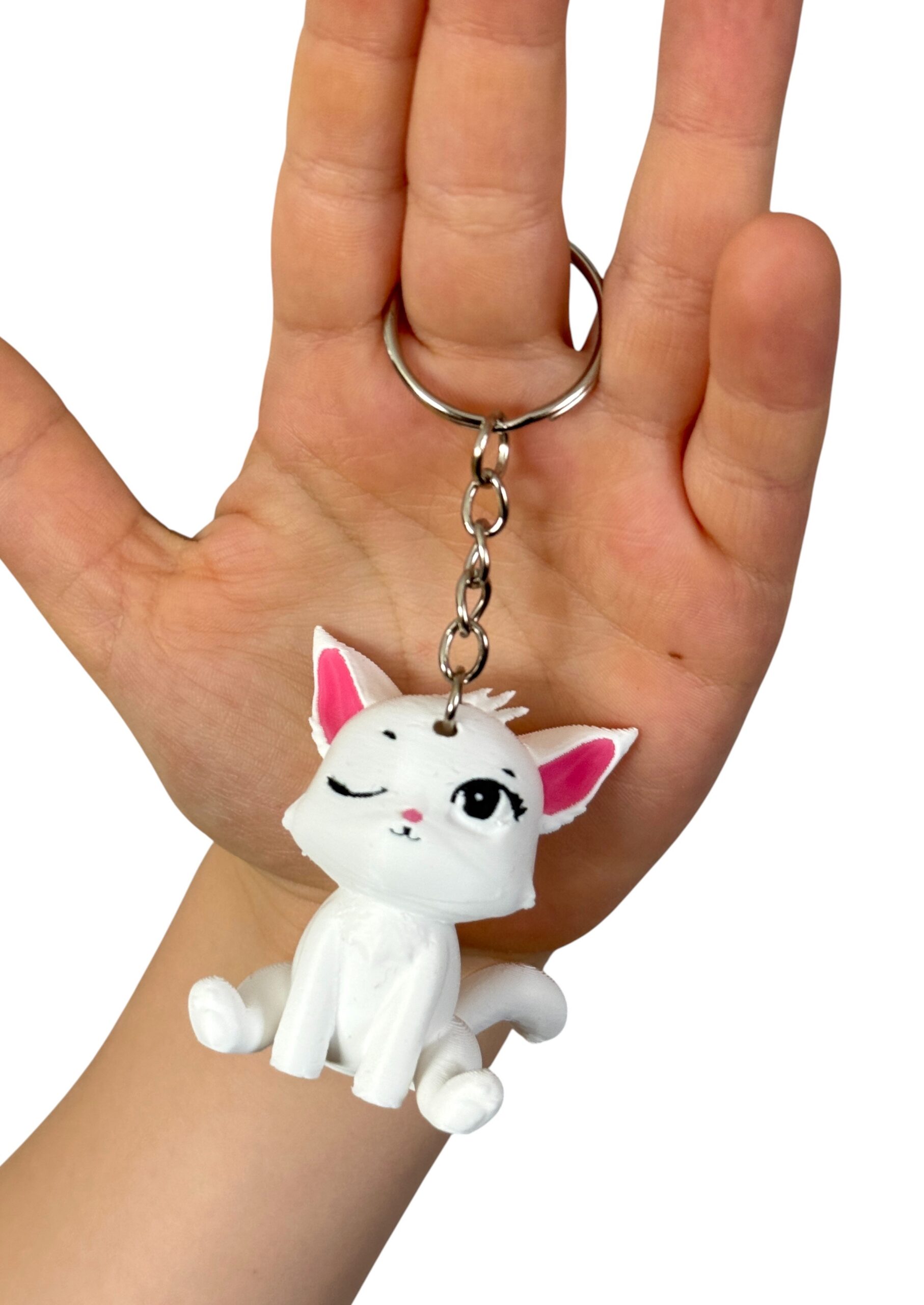 Siedzący kotek puszczający oczko 3D– brelok, mini figurka, zabawka, prezent - obrazek 16