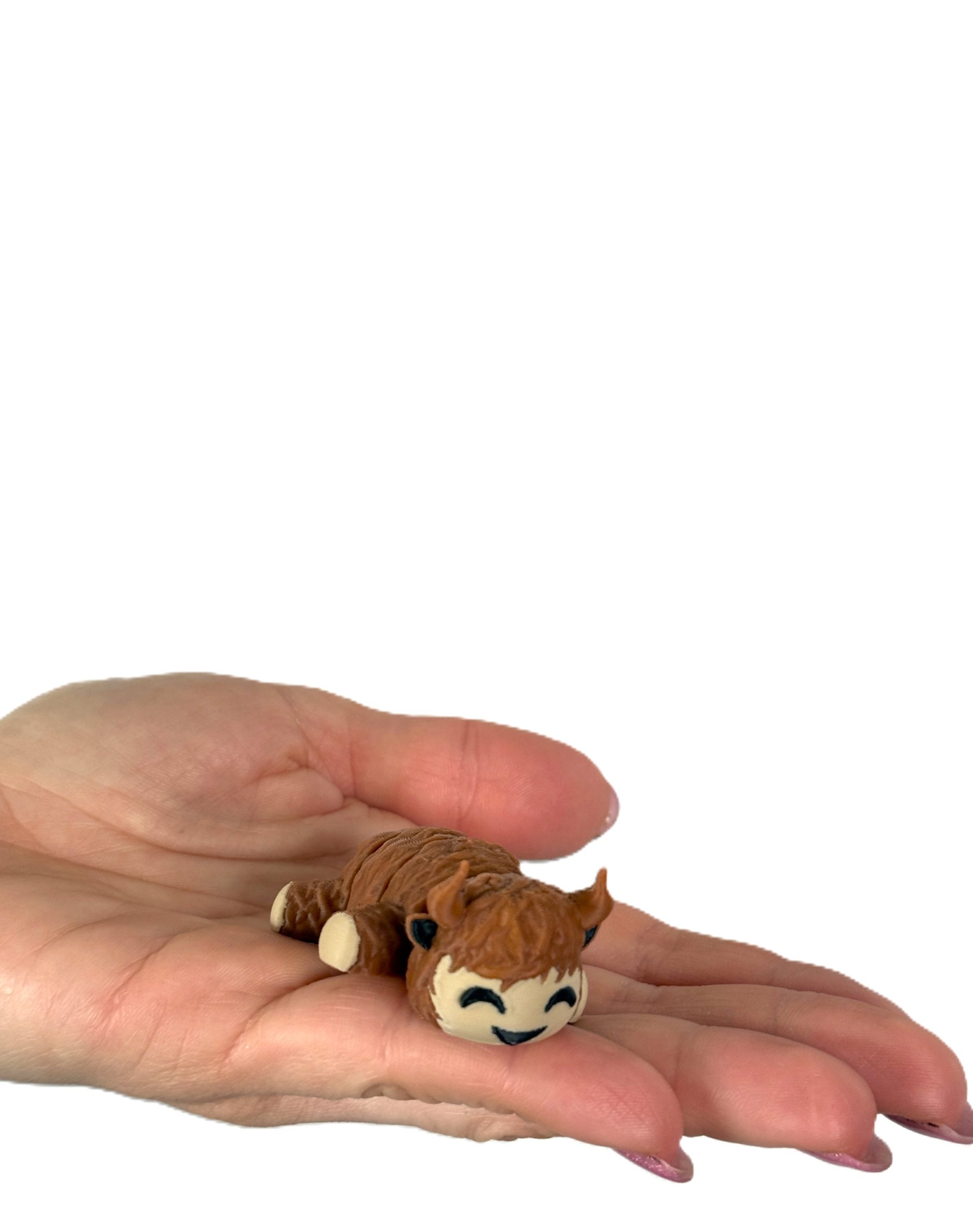 Krówka Górska Mini 3D – przegubowa figurka, urocza krówka z rogami - obrazek 2