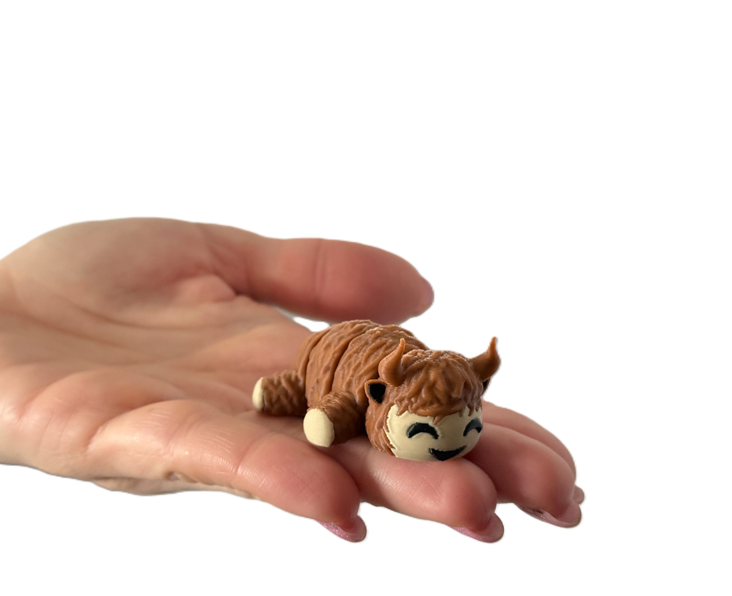 Krówka Górska Mini 3D – przegubowa figurka, urocza krówka z rogami