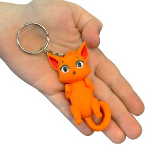 Leżący słodki kotek, kot 3D – brelok mini figurka, zabawka, prezent