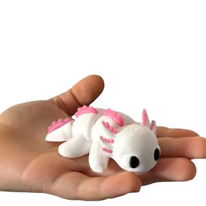 Aksolotl Mini 3D – biało-różowy | urocza figurka | ruchoma | przegubowa konstrukcja